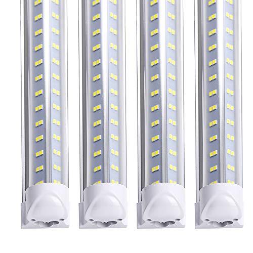 PCS,Linkable LED Shop Lights for Garage,8ft 150W 19000 Lumens 6000K Cold White Cooler Light,Hight Output Tube Light,4 Rows V Shape T8 Integrated 8 Foot Led Bulbs for Warehouse,Plug and Play,