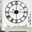 Large Wall Clock Silent Non-Ticking Roman Numerals Vintage Battery Operated  Farmhouse Wall Clock for Living Room, Bedroom, Kitchen, Cafe Decor-Black 40CM