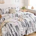 Nanko Queen Comforter Set 3pc, Art Grey White Printed Pattern Reversible Down Alternative Microfiber Bedding - All Season Duvet and 2 Pillowcases Bed Sets Modern for Women Men, Size 88 x 90 Gray