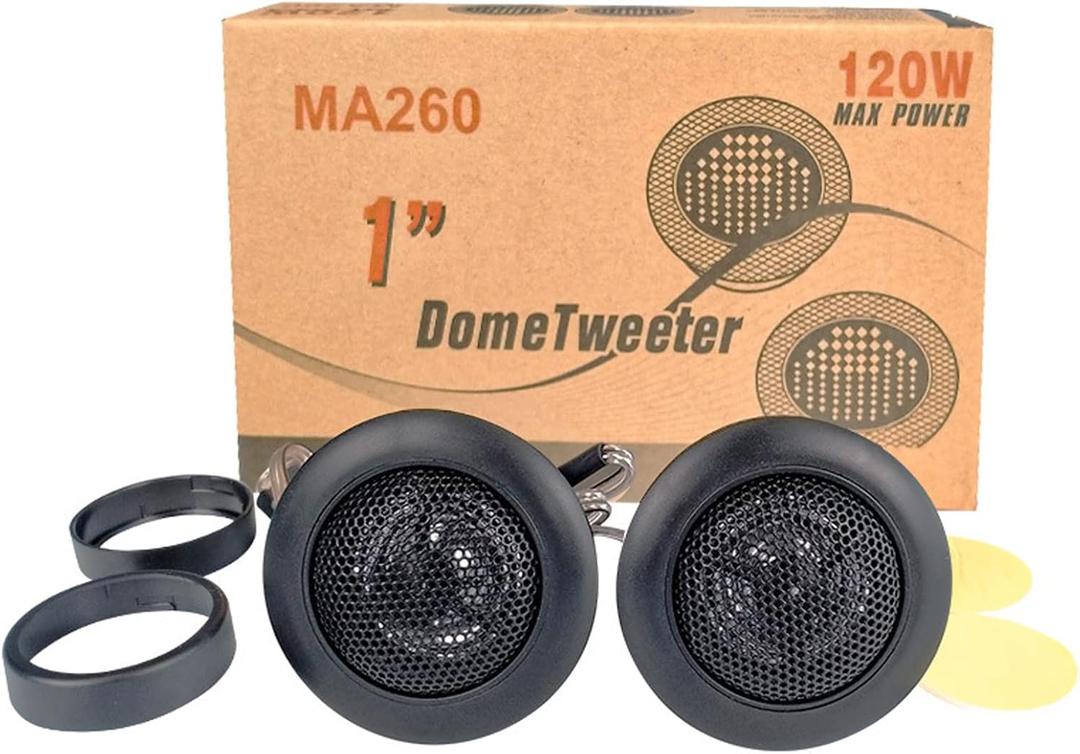 1 Inch Tweeters for Car Audio,Door Speakers,Super Tweeter Pods Component Cars Parts Black(Pair),CT-001,Wired Connection