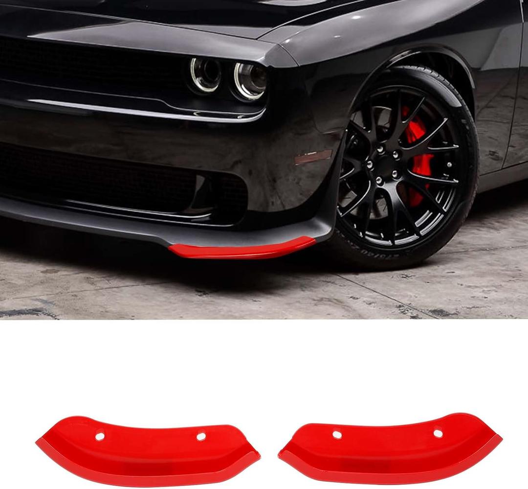for Challenger Front Bumper Lip Splitter Protector Cover Trim for 2015-2023 Dodge Challenger Hellcat Red Exterior Accessories 2pcs