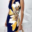 HVT Women's 2025 Summer Halter Neck Floral Print Maxi Dress Wedding Guest Party Sleeveless Bodycon Long Dresses (XL)