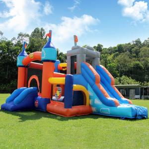 16FT Commercial Kids Bounce House with Blower, 100% PVC Inflatable Kids Jumper Bounce House with 2 Slides, Ball Pit, Tunnels, Climbing, 6 in 1 Bounce House Obstacle Course 16x12x10ft
