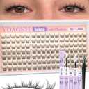 8-10MM Short Lash Clusters Kit Natural Cluster Eyelash Extensions CC Curly Wispy Lash Extension Kit DIY Ultra-Thin Cotton Band Individual Lashes Kit with Lash Bond and Seal for Clean Beauty/No Makeup