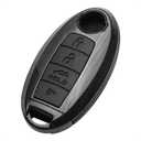 TANGSEN Key Fob Case Black Cover Compatible with Infiniti EX FX X G JX M Q Series Altima Coupe Armada GTR Maxima Murano Cross CABRIOLET Pathfinder Rogue SENTRA Versa 4 Button Keyless Entry Remote (Black Silicone & Gray Brushed Pattern ABS)