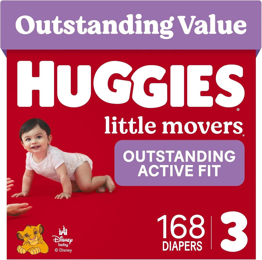 Huggies Little Movers Diapers Size 3, 168 Count (6 Packs of 28)