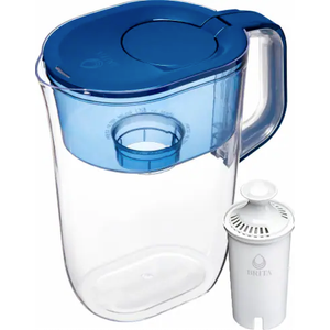 Brita Small 6 Cup Denali Water Filter Pitcher with 1 Brita Standard Filter, Made Without BPA, Blue