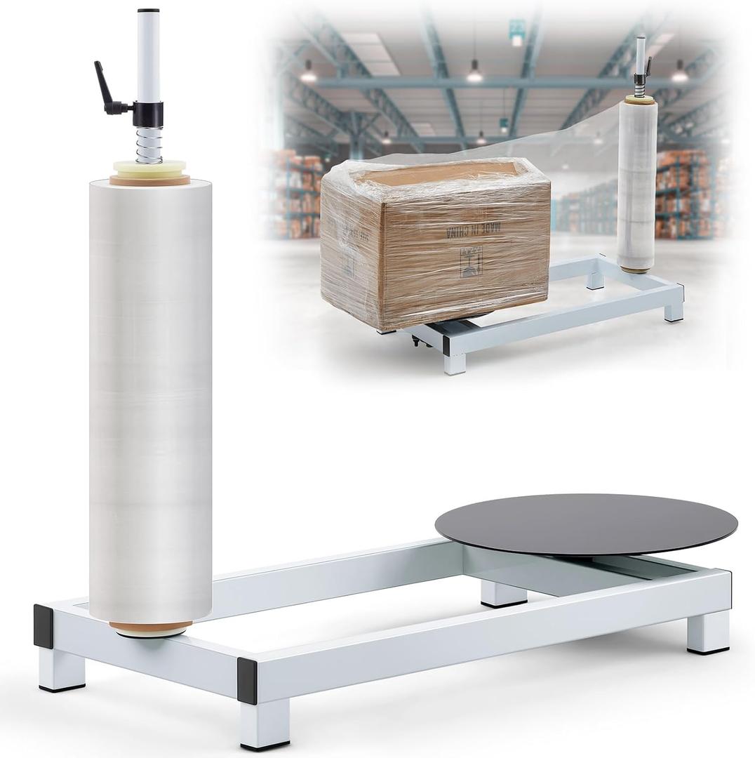 Threlaco Manual Stretch Film Wrapping Machine Heavy Duty Stretch Wrap Machine Dispenser Table Pallet Box Shrink for 12-20in Film Warehouse Factory Express Station Logistics Center Supermarket