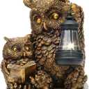 Owl Solar Powered Outdoor Garden Statue, Resin Statue with Solar Light Lantern, Decorative Lawn, Yard Outdoor Owl Decoration. Unique Home Decoration, Gifts for Women Mom,on Mother's Day