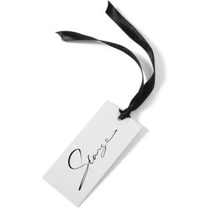 50Pcs Elegant Name Cards for Table Setting with Satin Ribbon, 3.54 * 1.6inch Thick Table name cards, Hanging Gift Tags for Wedding Dinner Banquet Party Tables Setting Supplies (Black)