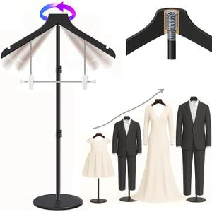 T Shirt Stand Display 26-64.7 Inch with Pants Clip, Height Adjustable for Long Short Clothes Dress, Display Mannequin for Store, Closet, Photoshoot, Exhibition, Vendors Shop, Parties (Black 1pcs)