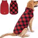 cyeollo 2XL Dog Coat, Sherpa Winter Dogs Sweater Warm Fleece Doggie Coats Turtleneck Reversible Jackets for Small Medium Large Dogs with Leash Hole, Soft Cold Weather Vest, Buffalo Plaid XXL