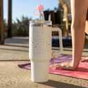 2 x Compatible with Stanley Cup Accessories, 3PCS Straw Toppers for Stanley Straw Cover Cap, 2PCS Cute Letter for 30&40 Oz Tumbler with Handle (Hot Pink)