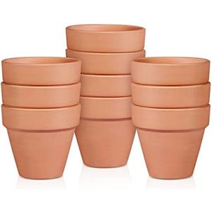 OLEEP Clay Pot - 10 Pack Large Terra Cotta Plant Pot with Drainage Hole, Clay Planters Pot, Terracotta Pot for Indoor Outdoor Plant (5.5 inch)
