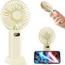 Portable Fan, Handheld Fan with LED Display, Personal Fan for 15 Hours Cooling, Small Fan with Powerful Airflow, Rechargeable Travel Fan for Outdoor Camping, Mini Fan with Phone Holder