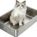 Extra Large Stainless Steel Cat Litter Box, Non-Stick & Odor-Free