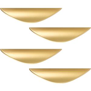 4 Pack Brushed Gold Cabinet Pulls, 2-1/2in Hole Centers Kitchen Cabinet Handles, Matte Gold Half Moon Cupboard Hardware for Kitchen Drawers, Dresser, Bathroom Vanity