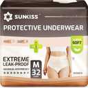 SUNKISS Women Incontinence Underwear, Daytime Disposable Postpartum Adult Panties, Protective Pull Ups with Maximum Absorbency, Medium, Beige, 32 Count
