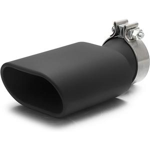 A-KARCK Square Exhaust Tip 3" Inlet, Black Coating Rectangle Exhaust Tailpipe Tip 3" x 5.5" Outlet 9.5" Long, Clamp on Design