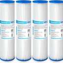 Membrane Solutions 20 Micron Pleated Polyester Sediment Water Filter 10"x2.5" Replacement Cartridge Universal Whole House Pre-Filter Compatible with W50PE, WFPFC3002, SPC-25-1050, FM-50-975 - 4 Pack
