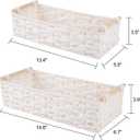 OIAHOMY Toilet Paper Baskets Handmade Paper Rope Decorative Wicker Storage Tank Shelf Cabinet Organizer for Bathroom Home, Set of 2, White