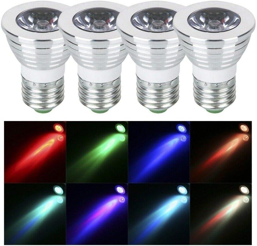 LED Color Changing Light Bulb 4pack,E26/E27 3W RGB Spotlight with IR Remote Control Mood Ambiance Lighting Colorful LED Light