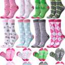 Patelai 8 Pairs Women Golf Socks Golf Theme Crew Socks Novelty Casual Sport Accessories for Women Golfers
