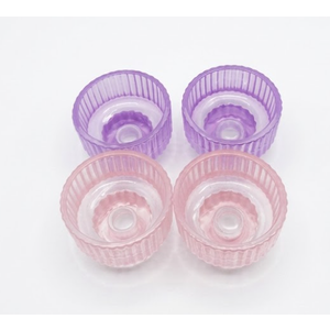 Glass Candlestick Holders, (Colors Purple, Pink), 4 Pieces