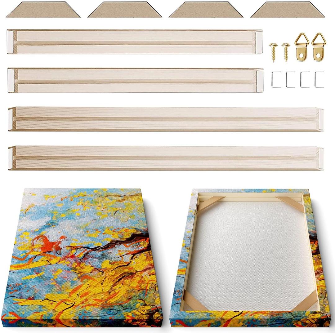 4pcs DIY Wooden Canvas Stretcher Bars Canvas Frame Kit for Gallery Wraps Sturdy Solid Wood Bars for Oil Paintings, Gallery, Posters, Diamond Painting, Home Studio Wall Decor