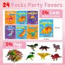Valentines Day Cards for Kids School, Dinosaur Designs of Valentine Cards with 24 Crads & 24 Dinosaur Figure Toys for Valentine's Day Kids Classroom Gifts Exchange Party Favors for Boys Girls