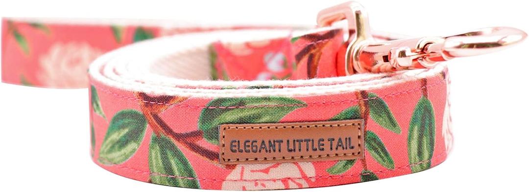 Elegant little tail Dog Leash, Strong and Durable Traditional Style Dog Leash, Webbing Dog Leashs, Soft Walking Pet Leash for Small Medium Large Dogs (Small (Pack of 1), Pink Peony)