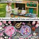 Mud Kitchen for Kids Outdoor, Wooden Play Kitchen with Real Working Faucet & Water Tank, Sensory Montessori Kitchen Playset with Sink, Chalkboard, Pots & Pans for Toddlers & Kids Ages 3+, 33.9 inches x 12.1 inches x 16.4 inches