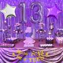 Purple 13th Birthday Decorations for Girls - Party Supplies With Cake Topper, Number 13 Foil Balloon, Year Old Celebration
