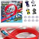 DIY Racetrack Racing Toy, 2026 New Flexible Race Track for Kids, Rolls Up Portable DIY Ramp with Suction Cups and 1/64 Scale Diecast Cars Christmas Birthday Gifts for Kids Teen Girls Boys (Red)