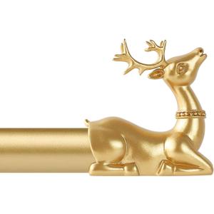 Gold Decorative Curtain Rods for Windows:18-45 Inch Adjustable Farmhouse Curtain Rod for Bedroom Living Room,Heavy Duty Rustic Drapery Rods with Vintage Deer Finials Easy Install,Brass Gold