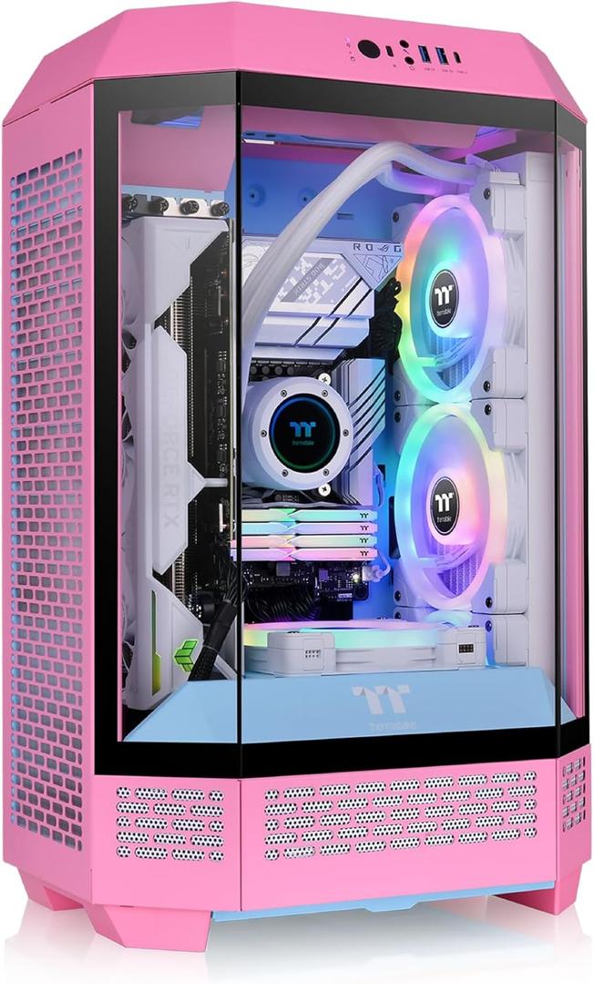 Thermaltake Tower 300 Bubble Pink Micro-ATX Case; 2x140mm CT Fan Included; Support Up to 420mm Radiator; Optional Chassis Stand Kit Allows Horizontal Display; CA-1Y4-00SAWN-00
