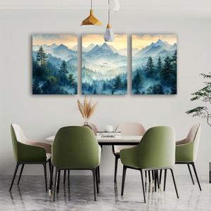Acocifi Mountain Wall Art for Bathroom Forest Paintings Foggy Picture Nature Framed Wall Art Landscape Scenery Canvas Print Artwork for Living Room Bedroom kitchen Office Home Decor 12"x16"x3