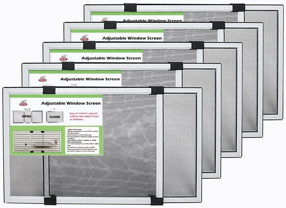 FLYZZZ Expandable Window Screen Large Adjustable Window Screens 19.8''H X 28-52W 5 Pack Replacement Window Screen for Window