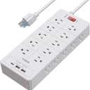 Power Strip Surge Protector 23 in 1, 6ft Extension Cord with 3 USB Ports Smart 3.1A, Multiple Outlet Adapter 20 Outlets, Outlet Extender Cord Organizer for Office, College, Apartment, Gaming Stuff
