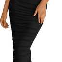 PRETTYGARDEN Womens 2025 Summer Off The Shoulder Dress Ruched Bodycon Sleeveless Split Cocktail Party Maxi Dresses (Black,Large)