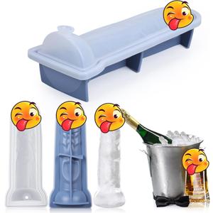 Hoolerry Ice Cube Molds Cube Trays Fun Shapes Silicone Ice Ball Maker with Lid for Whiskey Cocktails Juice Drinks Beverage Crafting Accessories Funny Gift(Blue,Cute Style)
