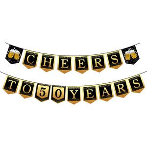 50th Happy Birthday Banner, 50 Year Old Birthday Decorations for Women or Men, Amazing Party Bunting Decoration, Hanging Decor for Mother or Dad