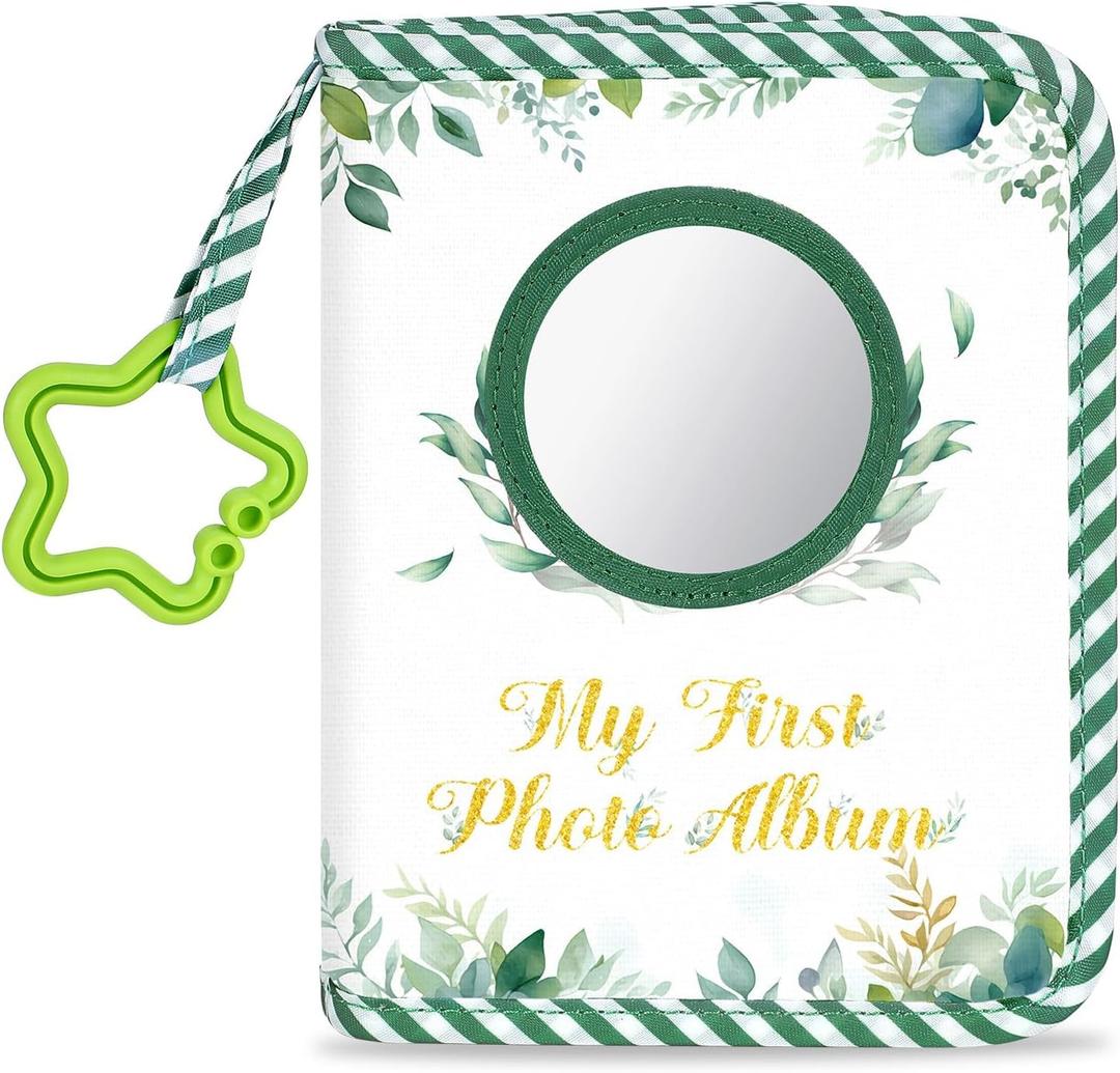 Baby's My First Family Album Soft Photo Cloth Book Eucalyptus My First Book of Photos Baby Memory Album Gift Holds 4x6 Pictures for Babies Newborn Toddler & Kids Baby Shower