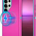 I-HONVA for Samsung Galaxy S25 Ultra Case [Compatible with MagSafe] Shockproof 3-Layer Full Body Protection [Without Screen Protector] Rugged Heavy Duty Cover Case for Galaxy S25 Ultra,Rose Red/Green