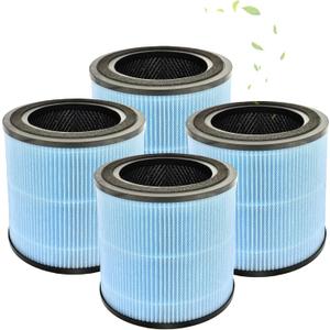 4 Pack AP0601 Compatible with AIRTOK Air Puri-fier Replacement Filter,4-in-1 H13 True HEPA Filters for Smoke Dust Odors Pollen Pet Dander,Activated Carbon Filter