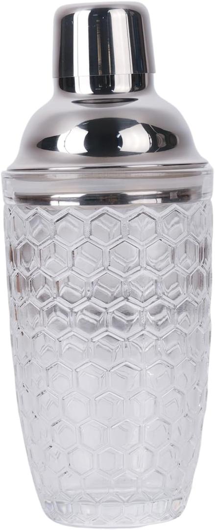 Professional 14.37 oz Cocktail Shaker  Durable Stainless Steel Martini Mixer, Leak-Proof & Dishwasher Safe, Ergonomic Design for Bartenders & Home Bar Enthusiasts (Wavy Line)