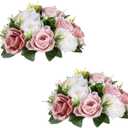 Flower Balls for Centerpieces - 2 Pcs Rose Balls Artificial Flowers, Dusty Rose Fake Flower Ball Kissing Ball, Pink Floral, Wedding Flowers Bouquets Arrangement for Party, Valentine's Day, Home Decor (Dusty Rose & White)