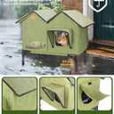 Heated Cat House for Outside Cats in Winter, Large Insulated Heated Outdoor Cat House Weatherproof with Elevated Base & Escape Door, Waterproof Cat Shelter for Multiple Cats Feral Stray Barn Kitty (Green)