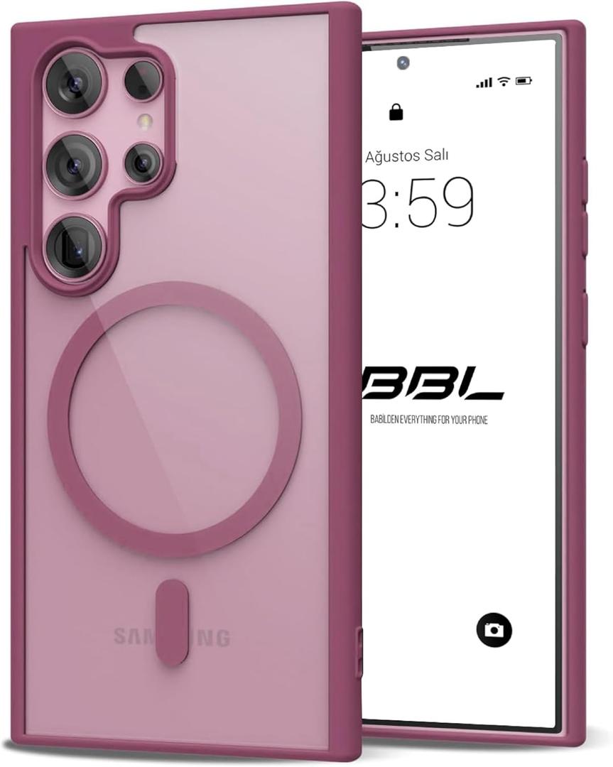 Phone Case Compatible with Samsung, Transparent Color with Camera Protection and Magsafe Wireless Charging (Burgundy, Samsung Galaxy S25 Ultra)