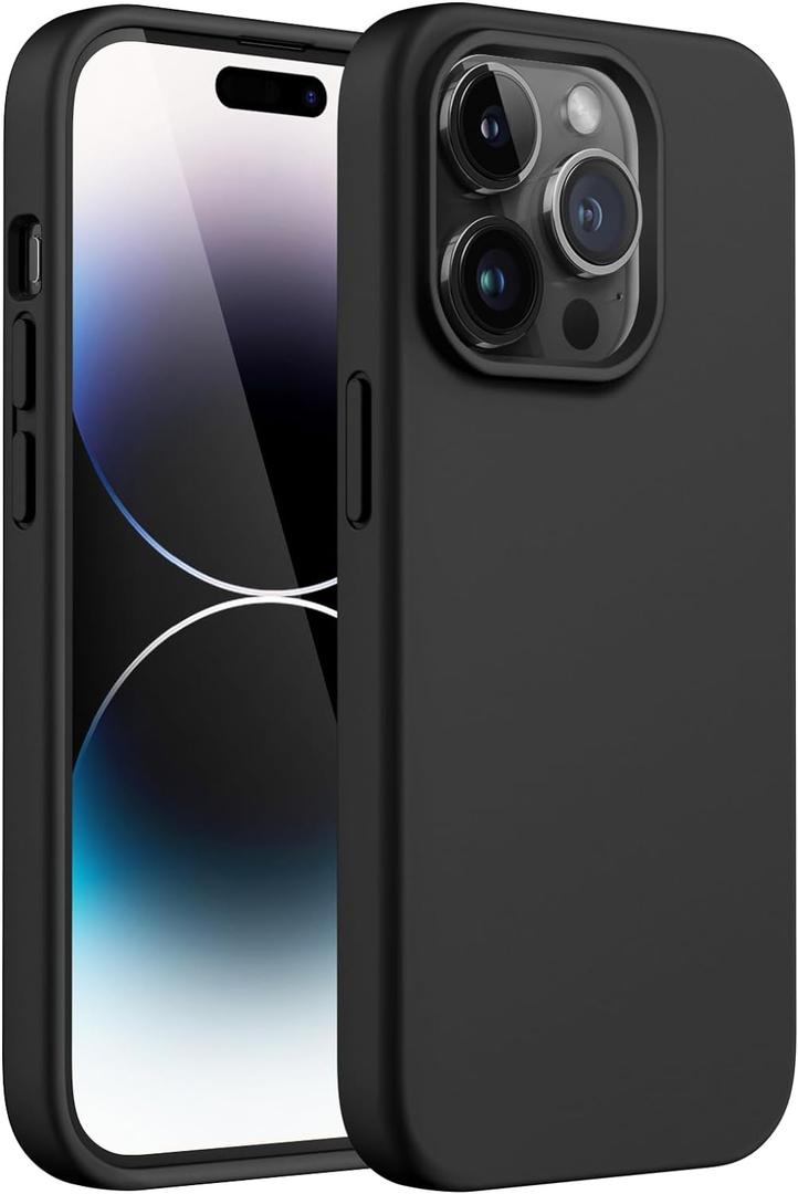 JETech Silicone Case for iPhone 14 Pro 6.1-Inch, Silky-Soft Touch Full-Body Protective Phone Case, Shockproof Cover with Microfiber Lining (Black)